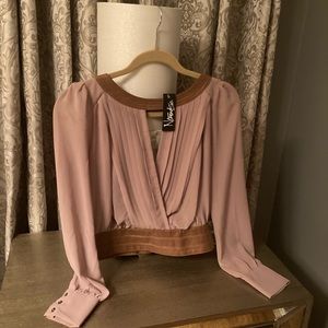 Intrendsic Leather Trim Blouse